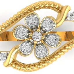 amarta Sunflower Shimmer Real Gold Diamond Ring 18kt Yellow Gold ring-image-37