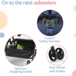 luvlap Voyager Baby Stroller/Pram with 5 Point Safety Harness, Easy Fold, Extended Canopy, Multi Level Recline, Looking Window, Easy Assembly, 6 Month + Twin Strollers & Prams image 3
