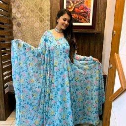 Printed Georgette Stitched Anarkali Gown-image-70
