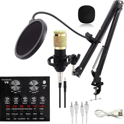 wrader BM800 Condenser Mic with Sound Card Studio Microphone Set for Voice Recording Microphone-picture-15