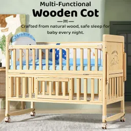 Baby Wooden Cot Bed, Baby CribCot with Smooth Rolling & Locking Wheel for Infant Cot-22