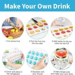 magnite Round Ice Tray Set Ice Cubes Maker Mold Ice Maker Tray, Easy Pop Up Design Multicolor Silicone, Plastic Ice Cube Tray image 2