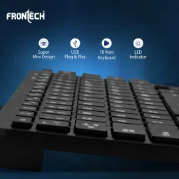 Frontech Membrane Keys Wired Mini Keyboard | 78 Keys | USB Plug & Play | Ergonomic Design Wired USB Standard Desktop Keyboard Compatible with Desktop, Laptop, Mac stand support,KB-0041 Mini Keyboard | 78 Membrane Keys | USB Plug & Play | Ergonomic Design image 5