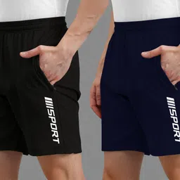 avolt Pack of 2 Solid Men Black, Blue Casual Shorts-picture-5