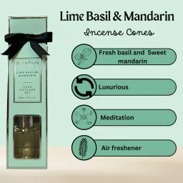 Sim & Ross | Lime Basil & Mandarin Reed Diffuser Set | Includes 5 Wooden Reed Sticks | 50ml, Toxin Free & Calming Effect, Room Freshener for Home, Bedroom, Bathroom Diffuser image 2