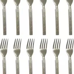 Steel Fork 12 pieces Spoon dinner set Steel Salad Spoon, Table Spoon Set Stainless Steel Dinner Fork Set-42