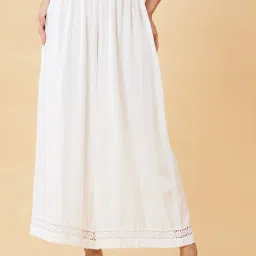 Women Flared White Viscose Rayon Trousers-image-5