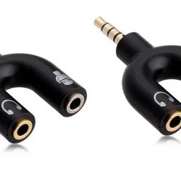 HDF Black 3.5 mm Audio Jack Splitter - Headphone and Microphone (Golden Black, Pack of 2) Phone Converter-image-55