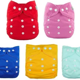 Pack of 5 Baby Pocket Diaper Adjustable or free size Cloth Pocket Diaper/Nappy for child with No insert pad of (0-24months) (Multicolor)-21