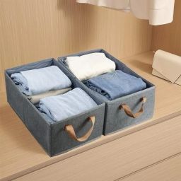 Polyester Wardrobe Clothes Storage Box ,Handles Folding Baskets ,Toys Sweater Blanket_W671 Storage Basket-image-79