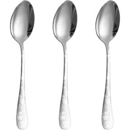 Silverware Dessert Spoons|5-Pcs Flatware for Ice-Cream, Ice-Tea|Sterling Silver Stainless Steel Cutlery Set-image-81