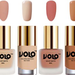 volo Extra Shine AND Dull Velvet Matte Nail Polish Duo Combo-No-163 Nude Tude, Light Peach, Nude-picture-4