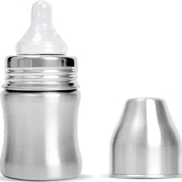 Zion Jr Stainless Steel Wide neck Feeding Bottle with Anti-colic Teat - 150 ml-image-2