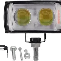 shop4u Mini Double Lens Fog Light with yellow, White & Blue Fleshing Reflection 12-24 V Fog Lamp Car, Truck, Van LED (12 V, 45 W) image 2