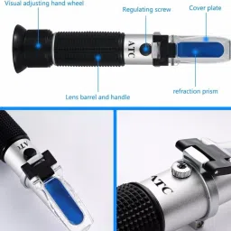 mcp Portable Handheld Refractometer Brix (0-55%) Portable Sugar Content Tester SG Specific Gravity Tool Handheld Hydrometer for Measuring Sugars with Automatic Temperature Compensation 0-55% Refractometer Perfect for Sugar, Food, Beverage, Soybean Milk, Honey, Fruit, Fluid Sweetness, Saccharimeter, Wort, CNC Fruit Homebrew Measurement Kit Manual Handheld Refractometer image 4