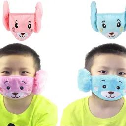 Pack Of 2 Boys Earmuff With Face Mask - Pink and Blue Ear Muff-image-14