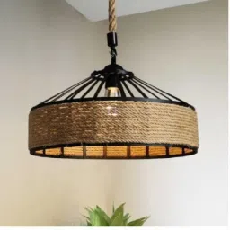 Tokri Shaped Iron Vintage Loft Ceiling Lamp Chandelier Rustic Hemp Rope Metal Candlestick Pendant Chandelier Ceiling Lamp-picture-22