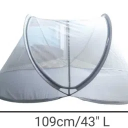 a one Polyester Kids Washable Mosquito Net For 0 To 3 Year Baby Size109cm x 53cm x 50cm White Color Popup Mosquito Net image 2