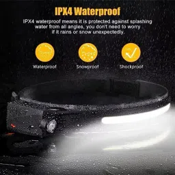 care 4 LED Head Lamp with, 5 Modes of Light, has Motion Sensor TYPE USB Recharge 5 hrs Torch Emergency Light image 5