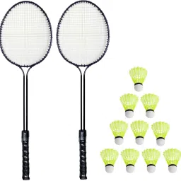 2 Double Shaft Badminton Racquet With 10 Pc Nylon Shuttle Badminton Kit-image-20