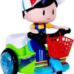 360 degree rotating spot stunt tricycle motorcycle , bump & go toy with flashing light & sound-picture-3