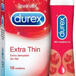 Extra Thin Condom 10s and Lube - Strawberry Flavoured Lubricant-image-60
