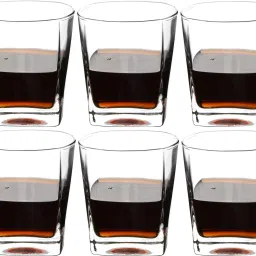 (Pack of 6) Crystal Clear Party Square Whiskey glasses Set Glass Set Whisky Glass-image-57