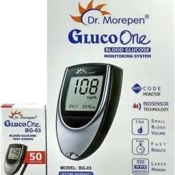 dr. morepen Glucometer And 50 Strips and 10 Lancet and Two N95 Mask Glucometer (Grey, Black) Glucometer image 2