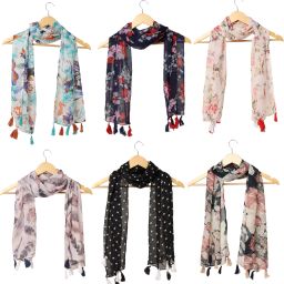 Floral Print Chiffon Women Multicolor Scarf, Stole-image-35