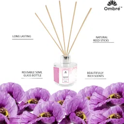 Ombre Reed Diffuser-100ml With 5 Natural Sticks. Ideal for Office Cabins, Home, Office, Whashrooms,Room, Brings Peace and Happiness . Diffuser image 3