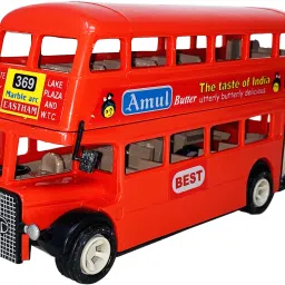 Small Size Plastic Made Bombay Double Decker Bus Basic Quality Scale Model Bus With Pull Back & Go Wheel Toys (Replica Bus) | Made In India Toys |Toy Bus For kids | Use As Showpiece | Toy Bus For Boys | Safe Quality Toys For Children-18