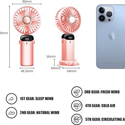 Sampri Mini Handheld Fan, Portable Fan USB Rechargeable, Small Pocket Fan Cooling Mini Portable Hand Fan 3 Speed modes Build-in Battery Rechargeable Fan USB Fan image 2