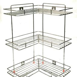 Containers Kitchen Rack Stainless Steel 3 Tier L-Corner Stand for Kitchen and Bathroom, Multipurpose Storage Organizer, Shelf Rack, Bathroom Shelf Wall Mounted, Chrome Finish, Size: 31 x 31 x 33 cm Steel-picture-19