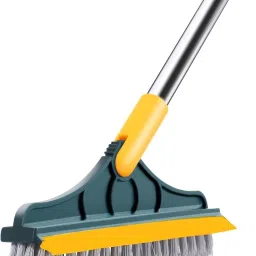 Bathroom Brush Cleaning Brush with Wiper 2in1 Tiles Floor Scrub with Long Handle Plastic Wet and Dry Brush-image-21