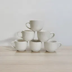 Pack of 6 Ceramic White Tea/Coffee Cup Set - 150 ML Each-image-36