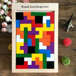 ntz Wooden Tetris Russian Block Jigsaw Puzzle Toy-40 pcs LEARNIG (Multicolor) image 3