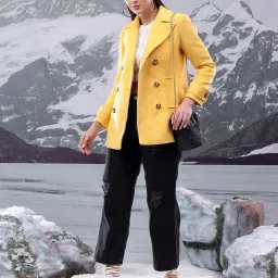 Cotton Blend Solid Coat For Women-image-90
