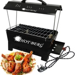 Electric & Charcoal Barbeque Grill Compact & stylish look with Healthy cooking, 6 Skewers Barbeque with Wooden Handles-Black Electric Grill Electric Tandoor-image-76