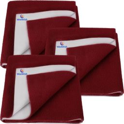 Baby Bed Protector – 100×140 cm (LARGE) - PACK OF 3 - MAROON - Cotton, Fleece-image-79