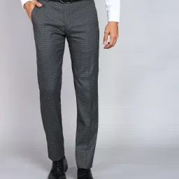 Men Slim Fit Grey Polyester Trousers-image-44