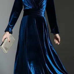 Women A-line Blue Maxi/Full Length Dress-image-1
