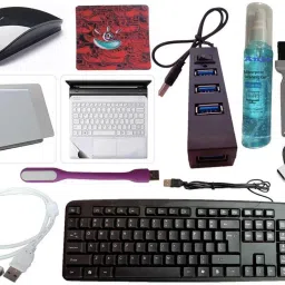 ANJO Wired Keyboard-Wireless Mouse-Pad-Hub 2.0-3in1 Cleaner-2in1 OTG-Ext-LED-Skin Combo Set-image-14