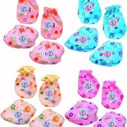 Baby Mittens and Booties Set, Pack Of 4, 0 to 6 Month, Hosiery Fabric-17