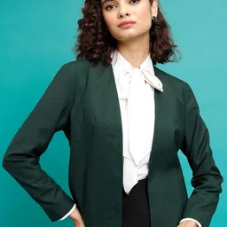 tokyo talkies Women Solid Mandarin Casual Blazer-picture-36