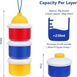 tinny tots Baby Milk Powder Cerelac Food Storage Dispenser Container 3 Compartment BPA Free- PP Plastic image 2