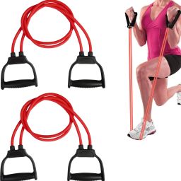 Double resistence tube for muscle tonning pack of 2 Resistance Tube Fitness Accessory Kit Kit-picture-13