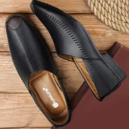 Ethnic Half Cut Slip On Juttis for Wedding|Traditional Kurtas Shoes Mojaris For Men-image-51