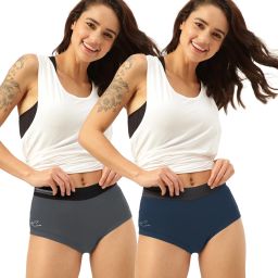 Pack of 2 Women Hipster Grey, Dark Blue Panty-image-2