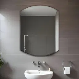 Semi-Round Oval Rectangular Wall Mounted Frameless Mirror with Beveled Edges Bathroom Mirror-image-21