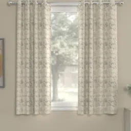 rosarahome Beige Abstract Polyester 5 Ft Semisheer Eyelet Window Curtains (Set of 2)-picture-14